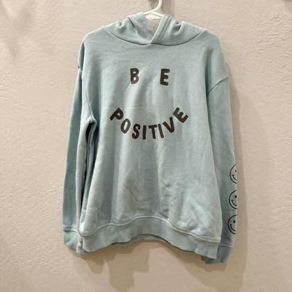 Little Co. Blue Be Positive Hoodie Sweatshirt - Picture 1 of 11